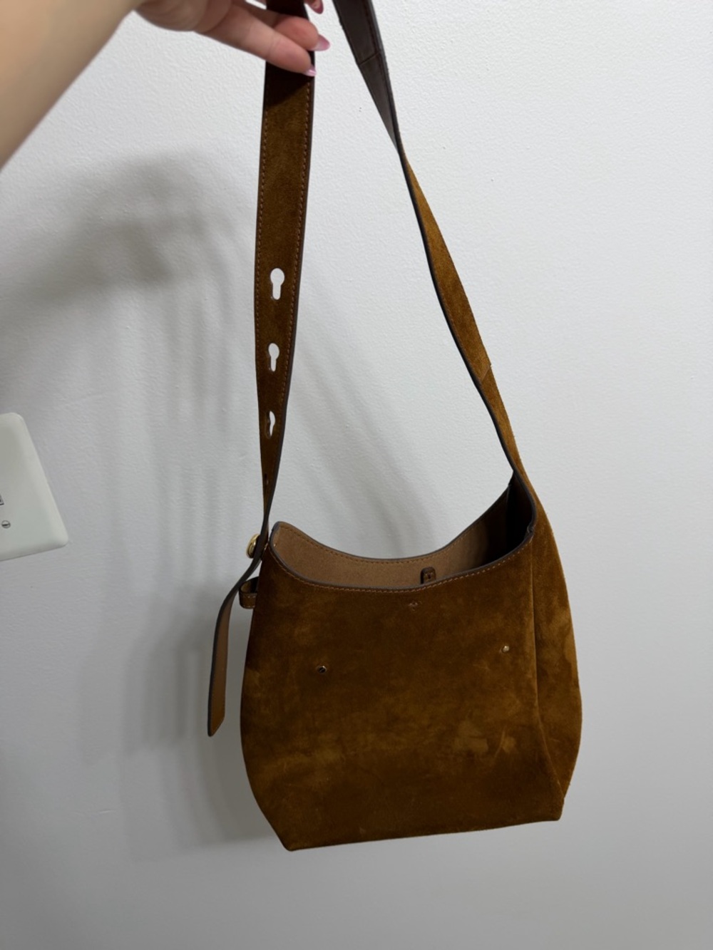 Tory Burch Small Romy Suede Hobo Bag Brown